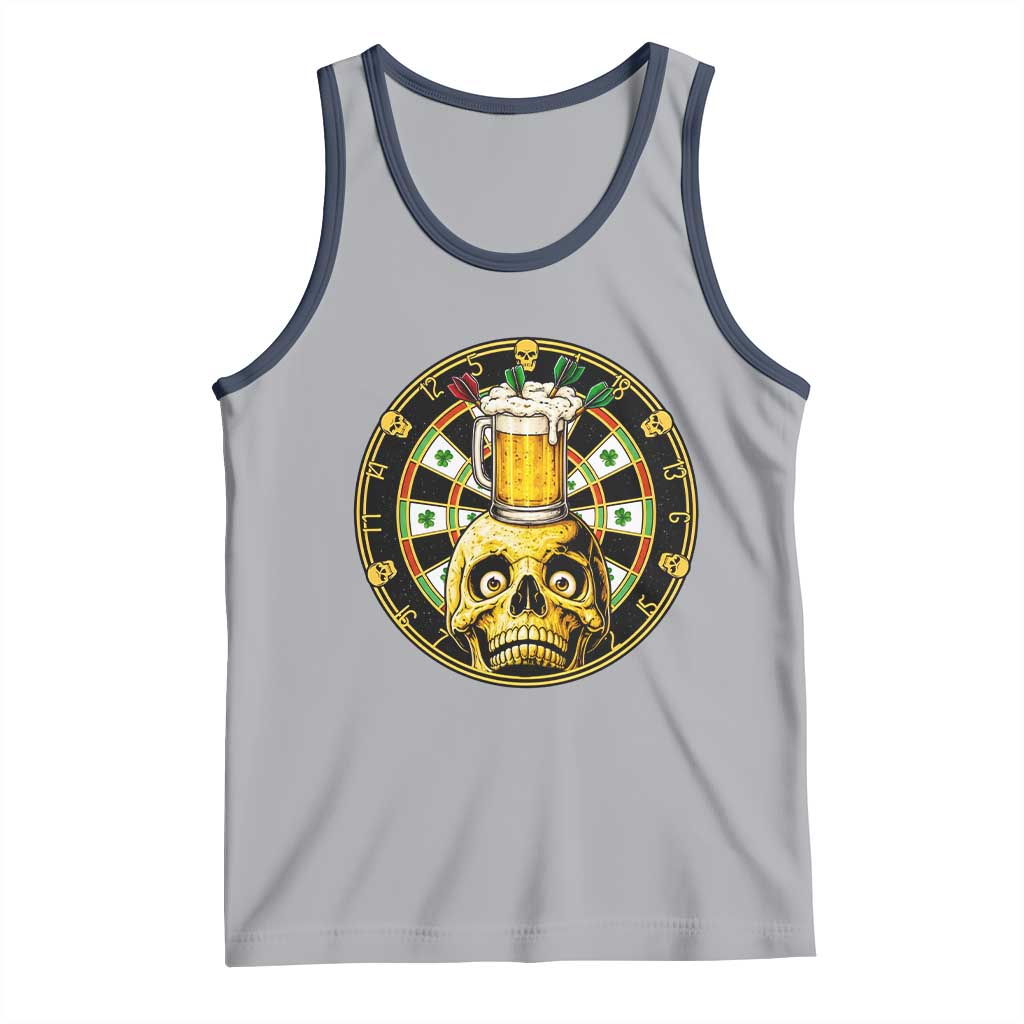 Funny St Patricks Day Skull Tank Top Darts Player Gift TS12 Athletic Heather Navy Print Your Wear