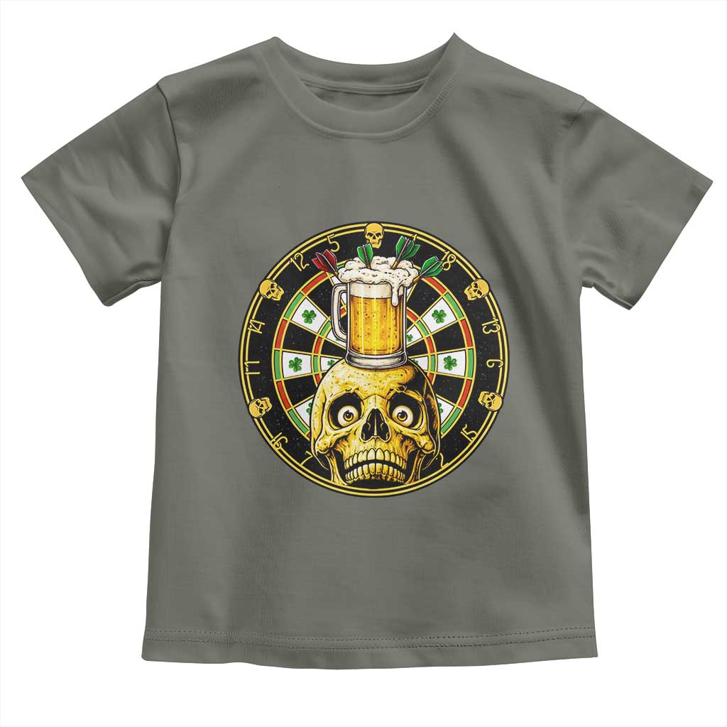 Funny St Patricks Day Skull Toddler T Shirt Darts Player Gift TS12 Military Green Print Your Wear