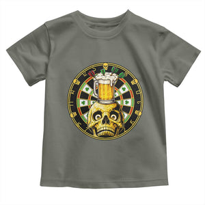 Funny St Patricks Day Skull Toddler T Shirt Darts Player Gift TS12 Military Green Print Your Wear