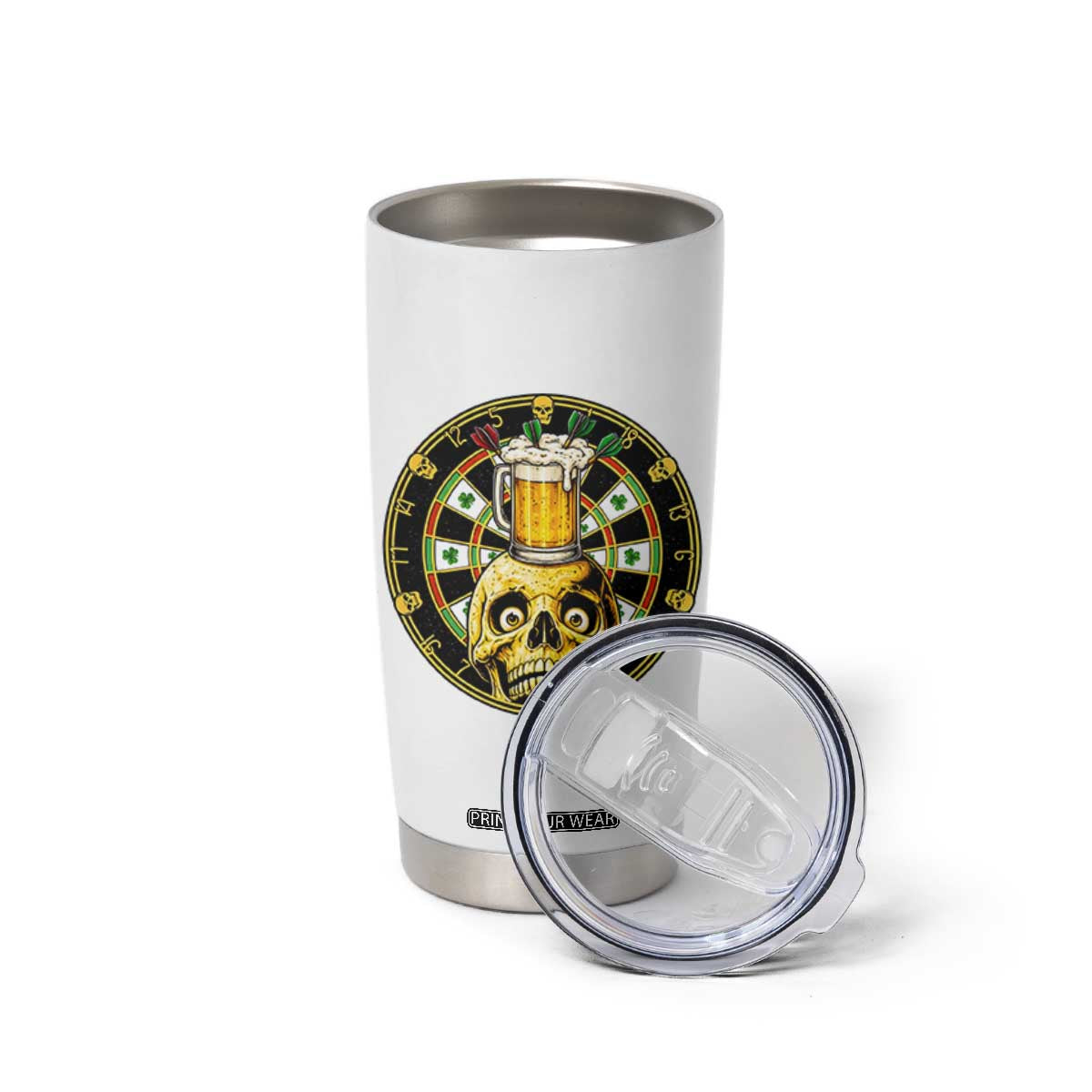 Funny St Patricks Day Skull Tumbler Cup Darts Player Gift TS12 Print Your Wear
