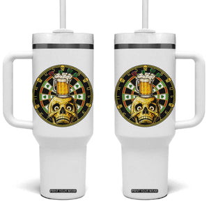 Funny St Patricks Day Skull Tumbler With Handle Darts Player Gift TS12 One Size: 40 oz White Print Your Wear