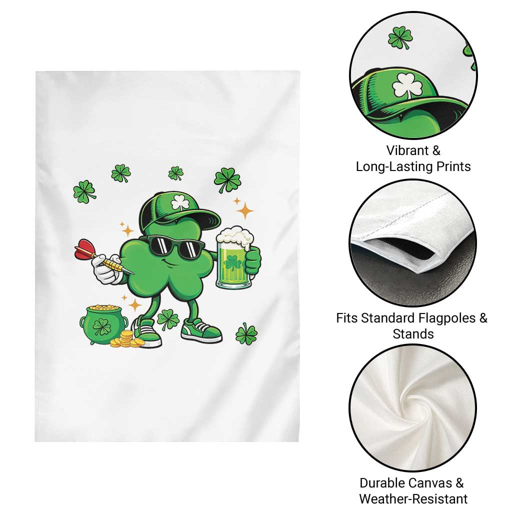 St Patricks Day Shamrock Darts And Beer Lover Gift Garden Flag TS12 Print Your Wear