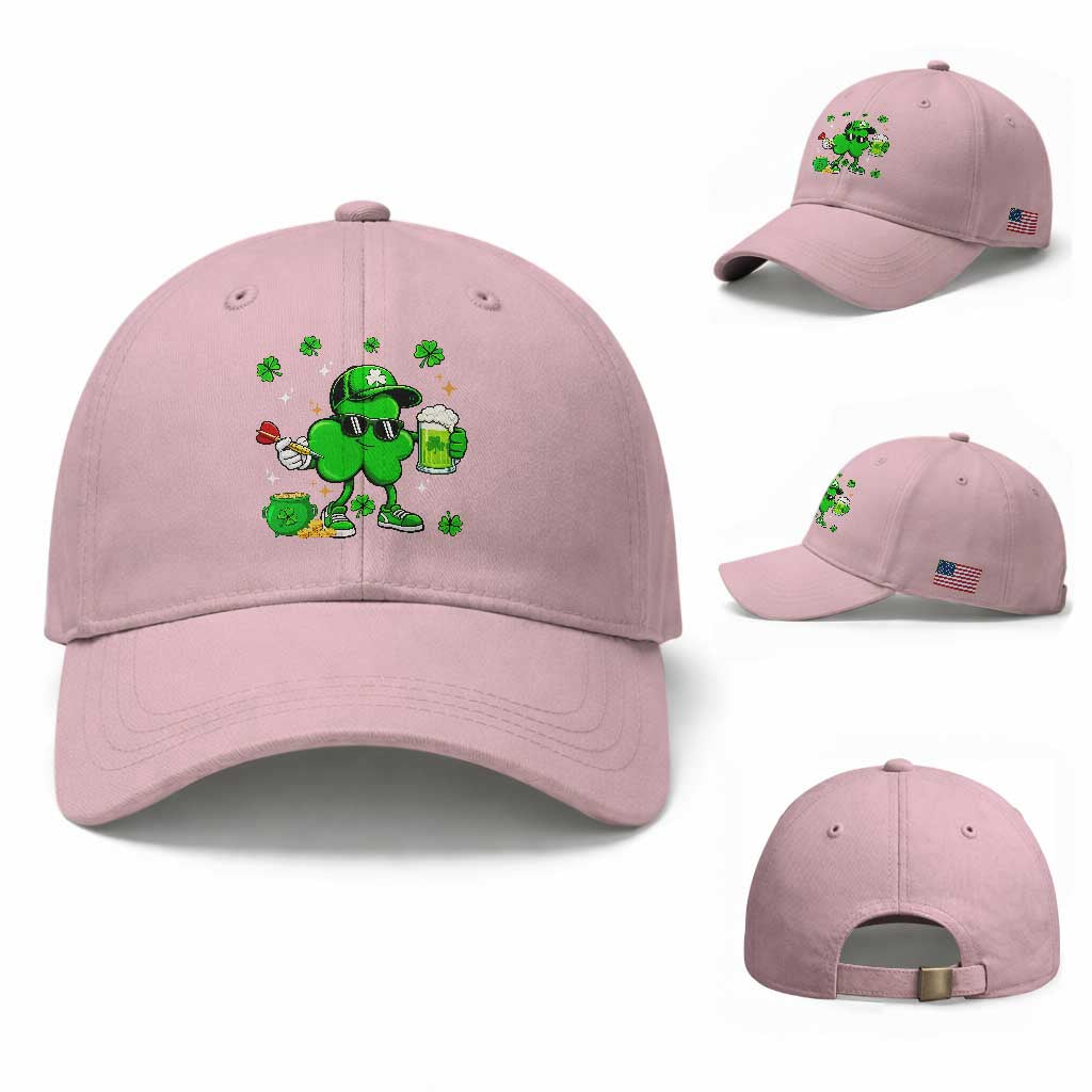 St Patricks Day Shamrock Darts And Beer Lover Gift Baseball Cap TS12 Baseball Cap Universal Fit Light Pink Print Your Wear