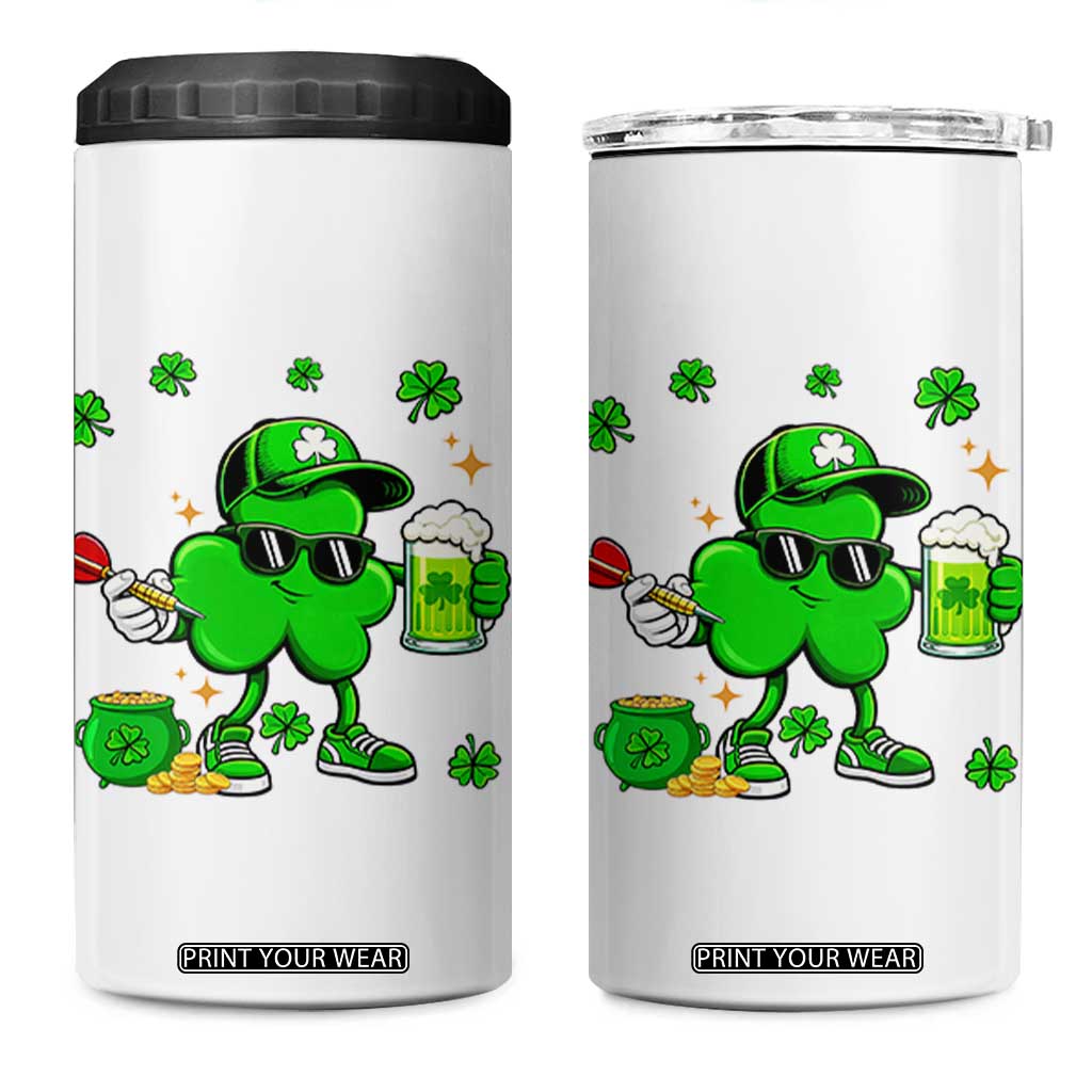 St Patricks Day Shamrock Darts And Beer Lover Gift 4 in 1 Can Cooler Tumbler TS12 One Size: 16 oz White Print Your Wear