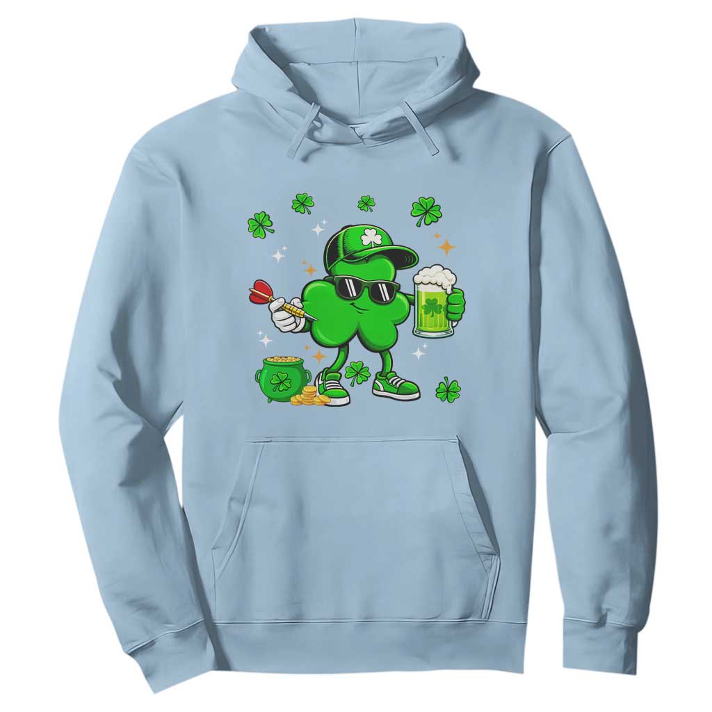 St Patricks Day Shamrock Darts And Beer Lover Gift Hoodie TS12 Light Blue Print Your Wear