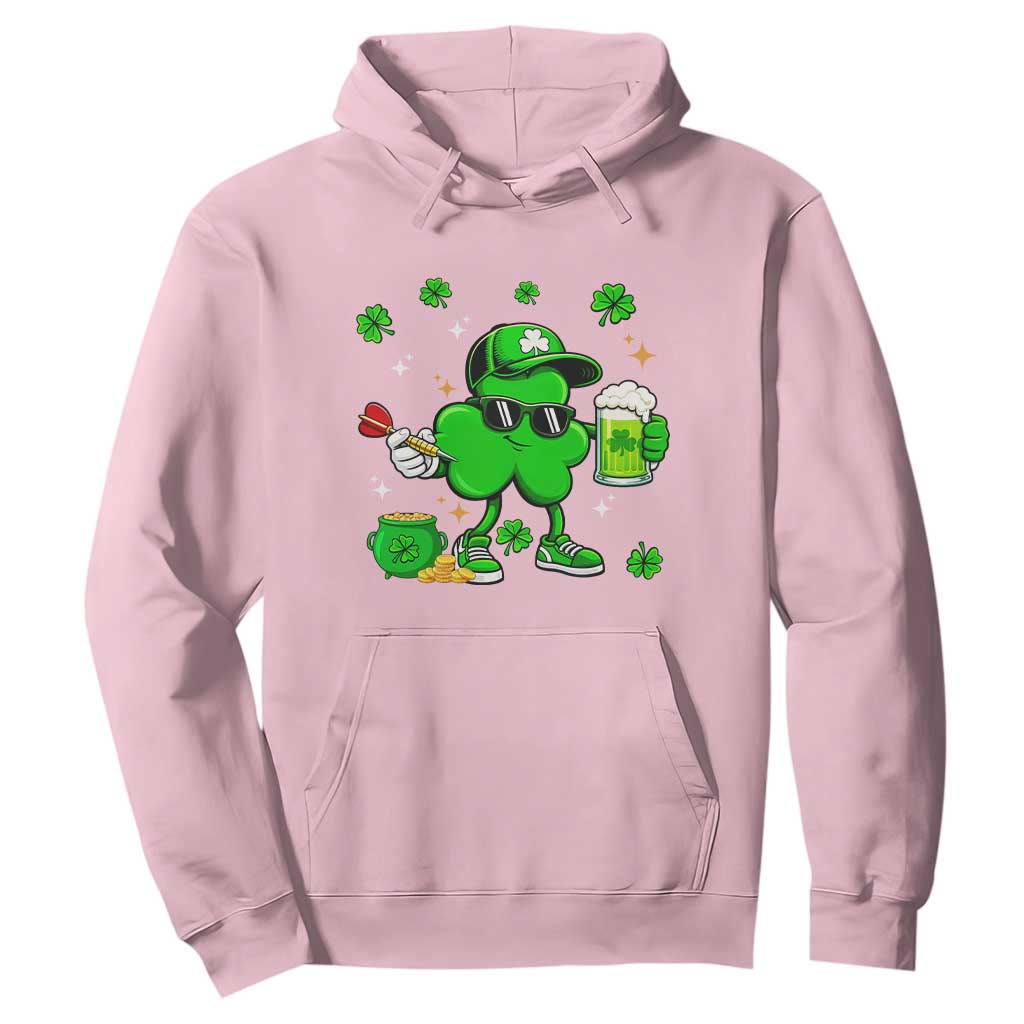 St Patricks Day Shamrock Darts And Beer Lover Gift Hoodie TS12 Light Pink Print Your Wear