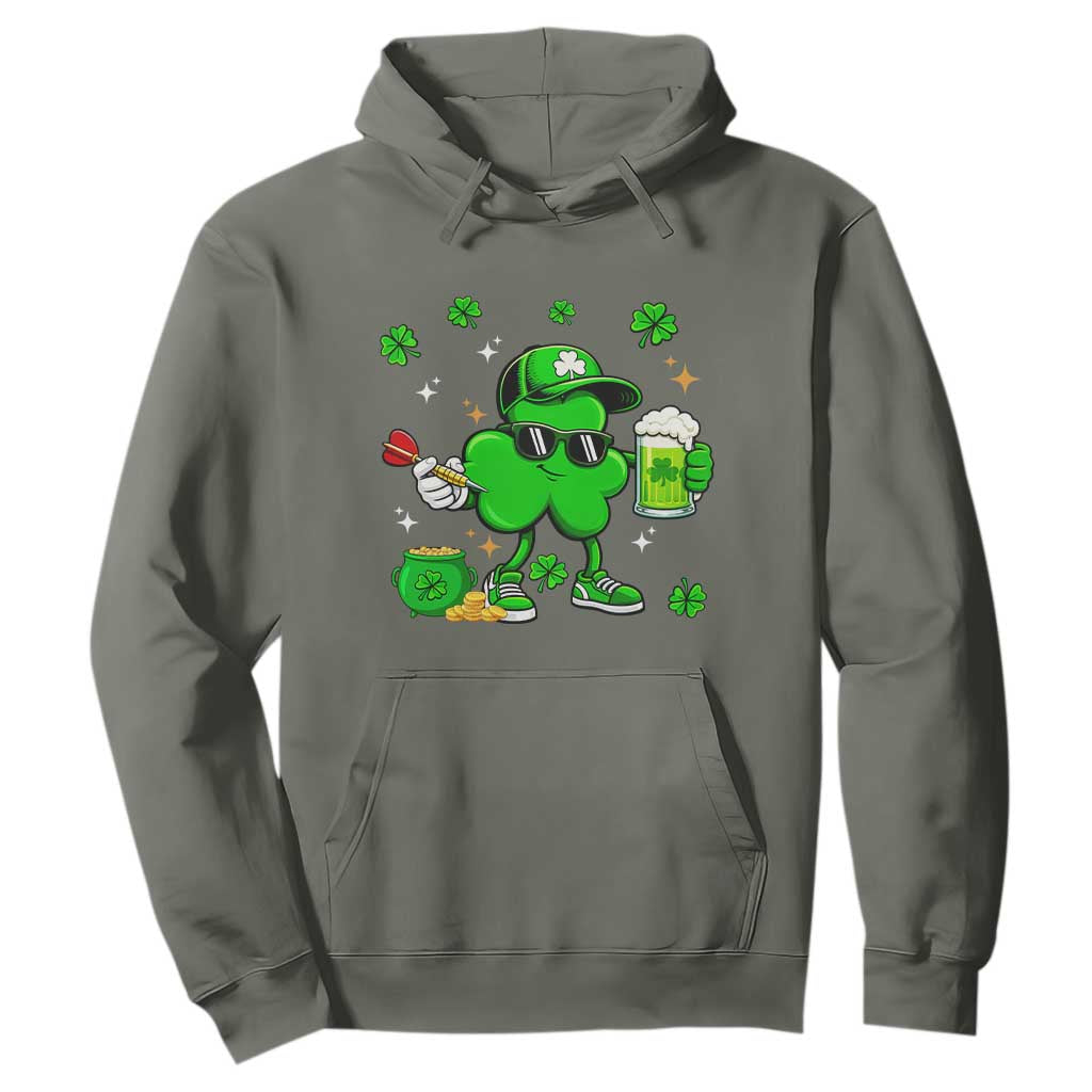 St Patricks Day Shamrock Darts And Beer Lover Gift Hoodie TS12 Military Green Print Your Wear
