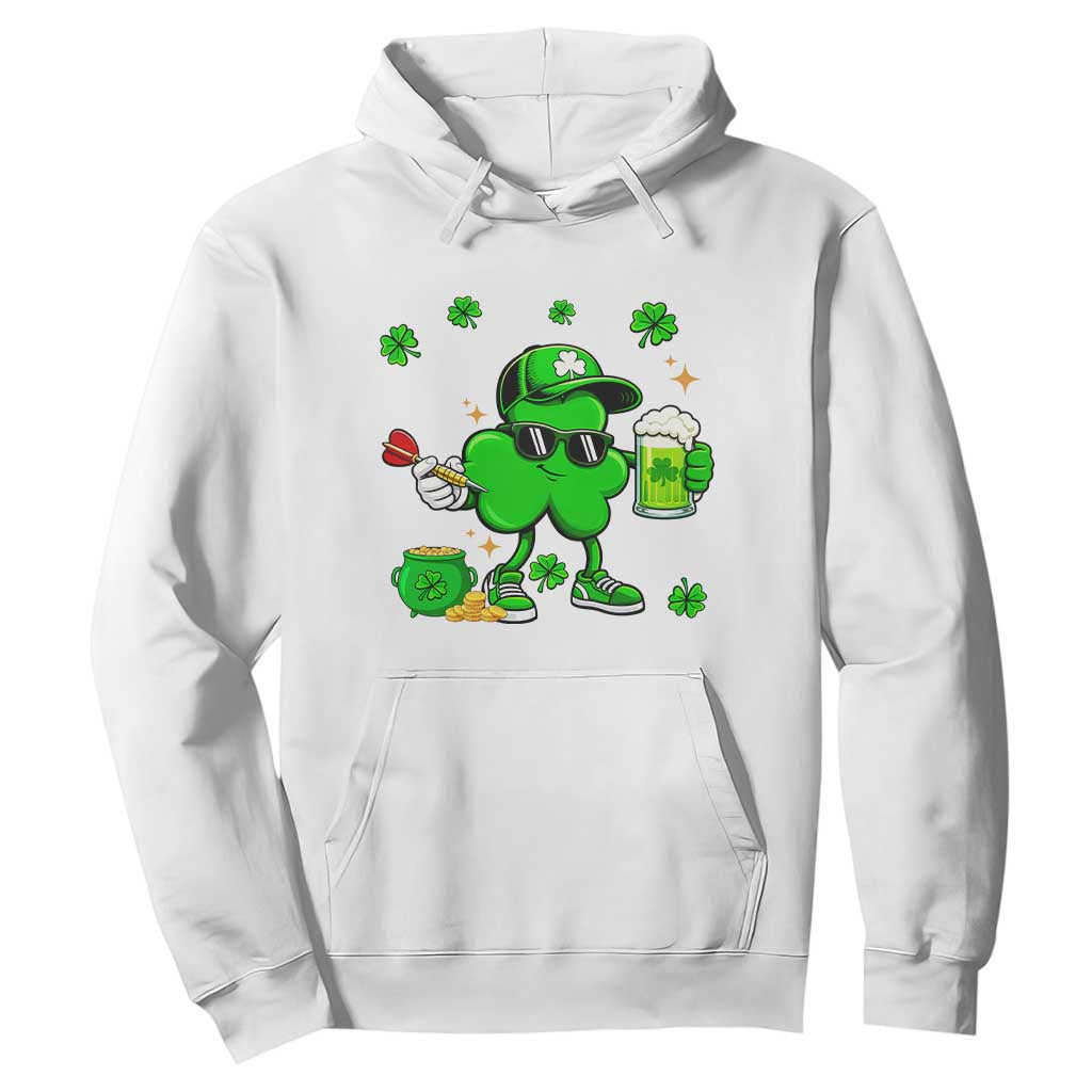 St Patricks Day Shamrock Darts And Beer Lover Gift Hoodie TS12 White Print Your Wear