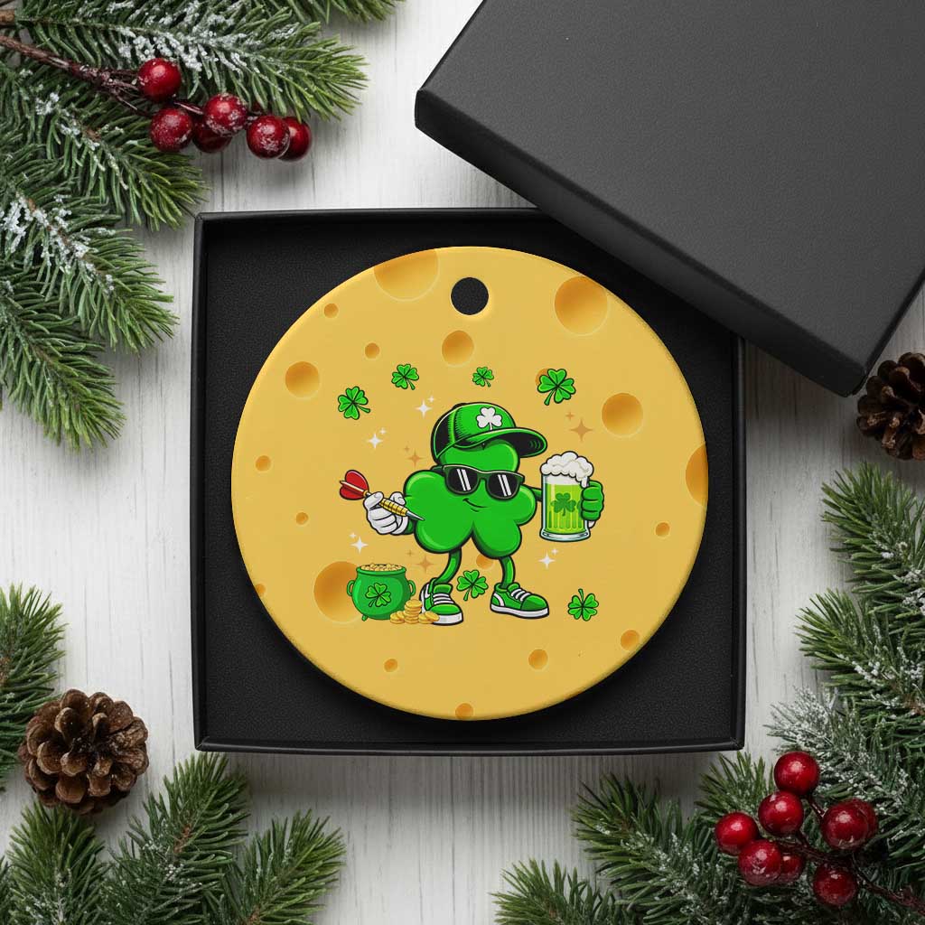 St Patricks Day Shamrock Darts And Beer Lover Gift Ceramic Ornament TS12 1pc Yellow Cheese Print Your Wear