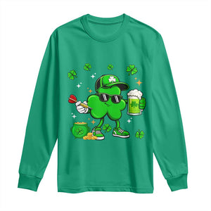St Patricks Day Shamrock Darts And Beer Lover Gift Long Sleeve Shirt TS12 Irish Green Print Your Wear