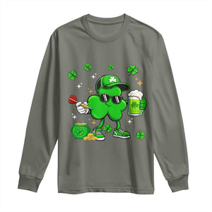 St Patricks Day Shamrock Darts And Beer Lover Gift Long Sleeve Shirt TS12 Military Green Print Your Wear
