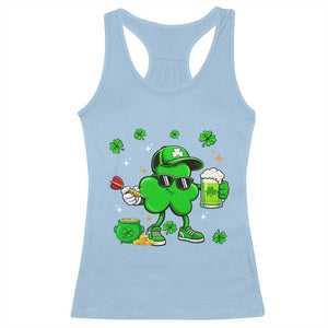 St Patricks Day Shamrock Darts And Beer Lover Gift Racerback Tank Top TS12 Light Blue Print Your Wear