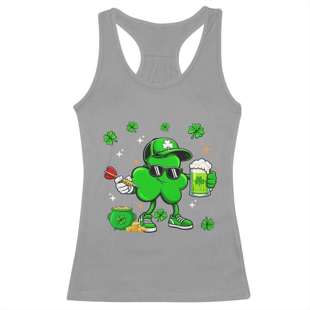 St Patricks Day Shamrock Darts And Beer Lover Gift Racerback Tank Top TS12 Sport Gray Print Your Wear
