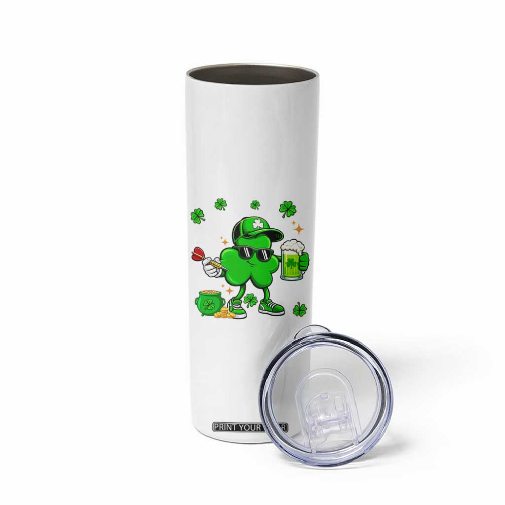 St Patricks Day Shamrock Darts And Beer Lover Gift Skinny Tumbler TS12 Print Your Wear