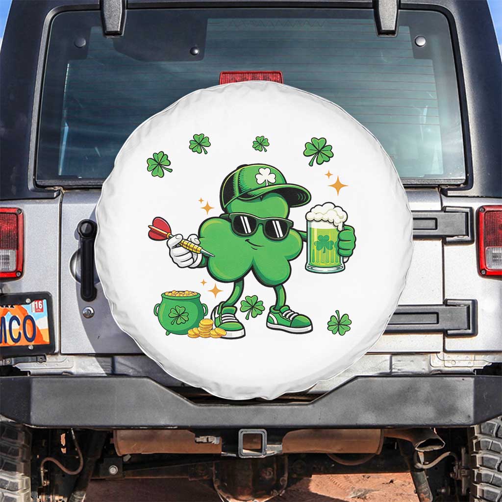 St Patricks Day Shamrock Darts And Beer Lover Gift Spare Tire Cover TS12 No hole White Print Your Wear