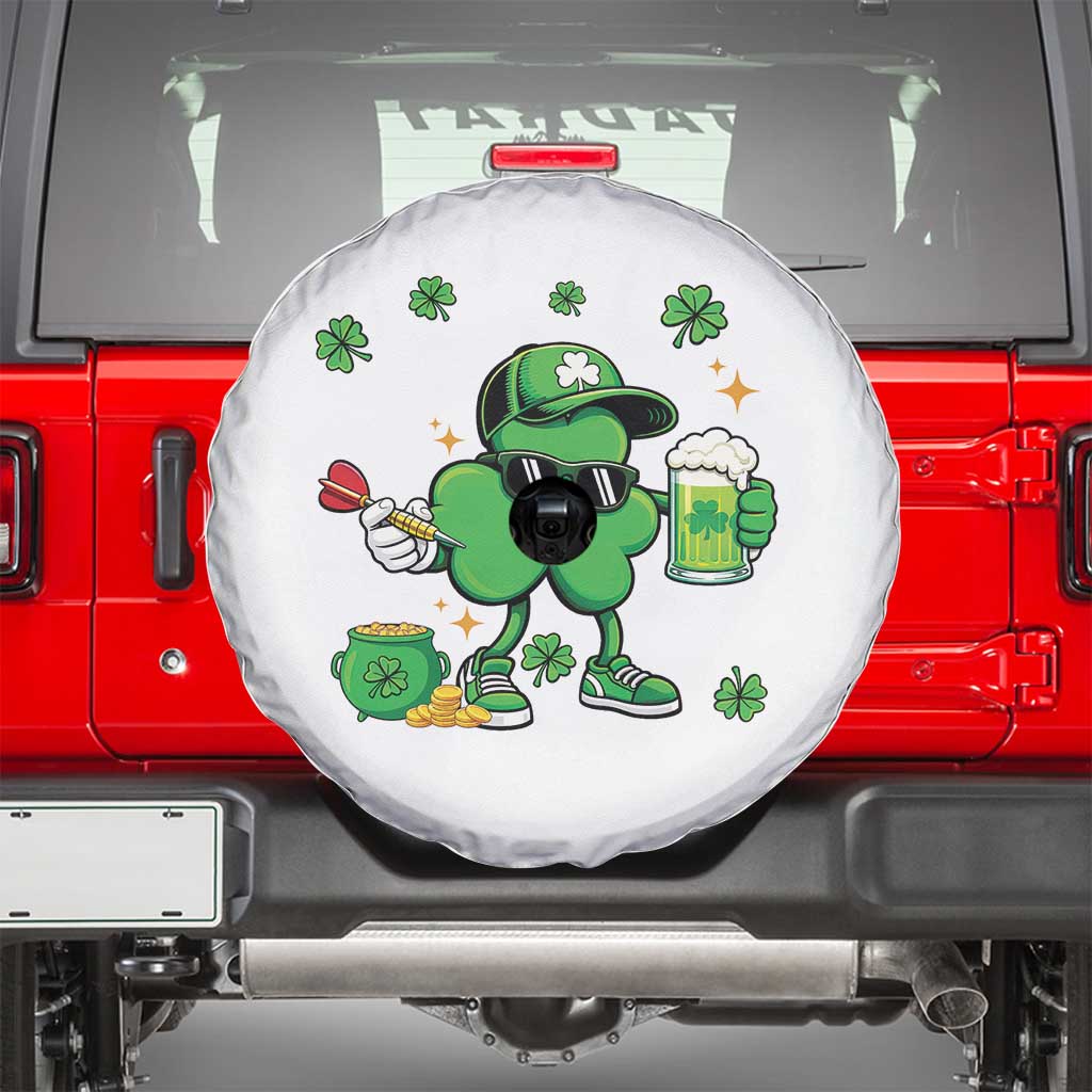 St Patricks Day Shamrock Darts And Beer Lover Gift Spare Tire Cover TS12 White Print Your Wear