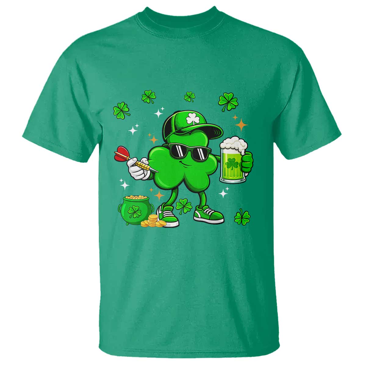 St Patricks Day Shamrock Darts And Beer Lover Gift T Shirt TS12 Irish Green Print Your Wear