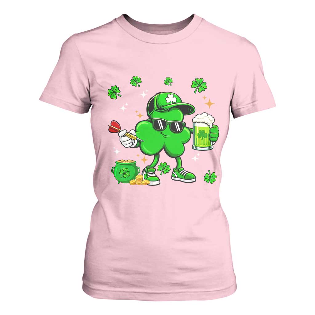 St Patricks Day Shamrock Darts And Beer Lover Gift T Shirt For Women TS12 Light Pink Print Your Wear