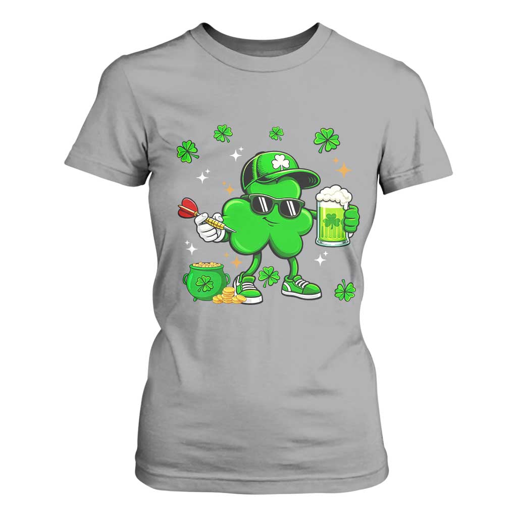 St Patricks Day Shamrock Darts And Beer Lover Gift T Shirt For Women TS12 Sport Gray Print Your Wear