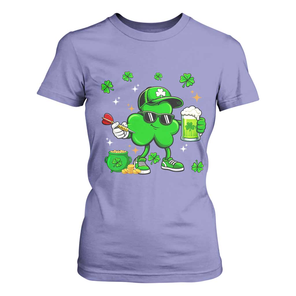 St Patricks Day Shamrock Darts And Beer Lover Gift T Shirt For Women TS12 Violet Print Your Wear
