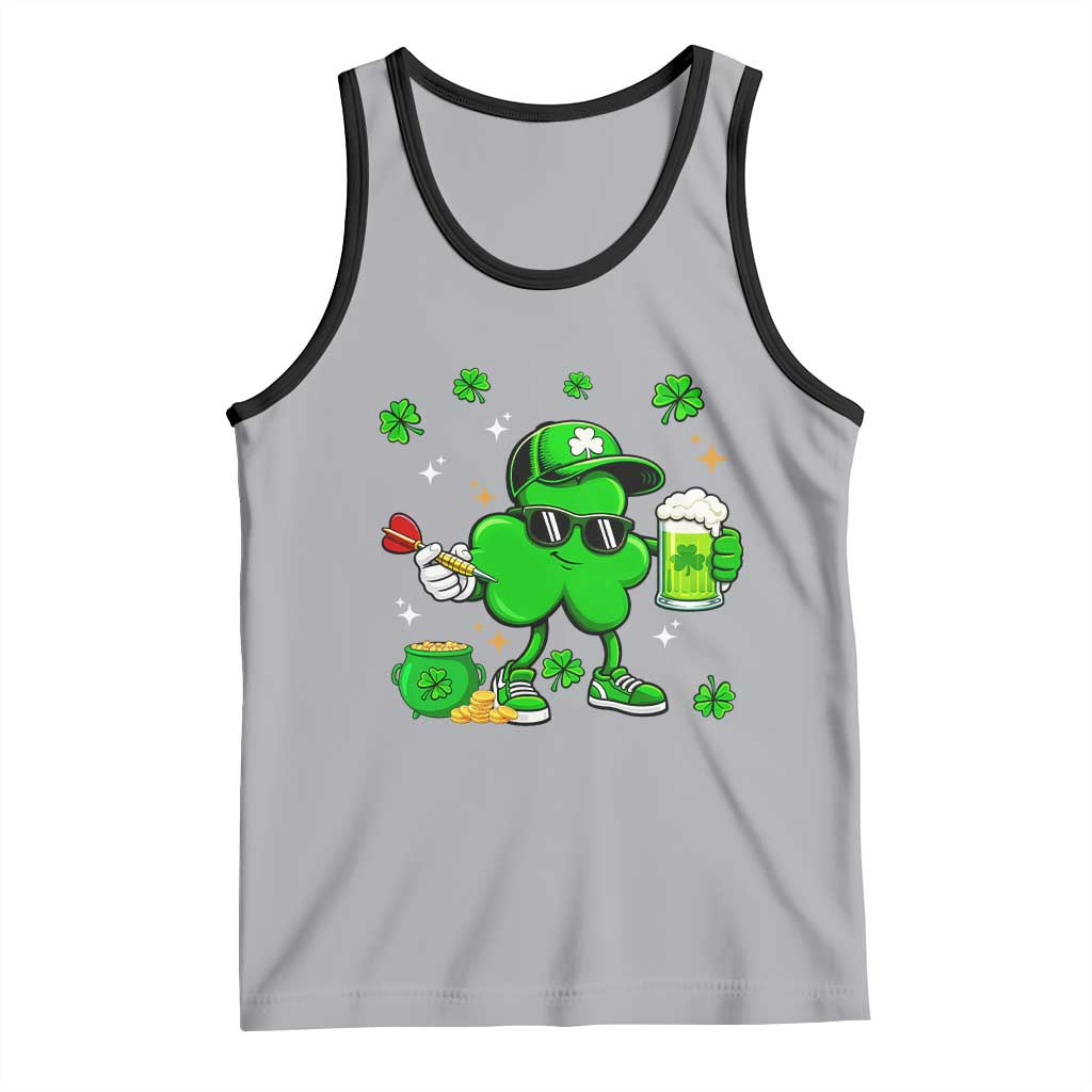 St Patricks Day Shamrock Darts And Beer Lover Gift Tank Top TS12 Athletic Heather Black Print Your Wear