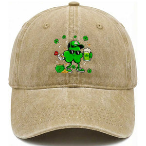 St Patricks Day Shamrock Darts And Beer Lover Gift Washed Cotton Baseball Cap TS12 Print Your Wear