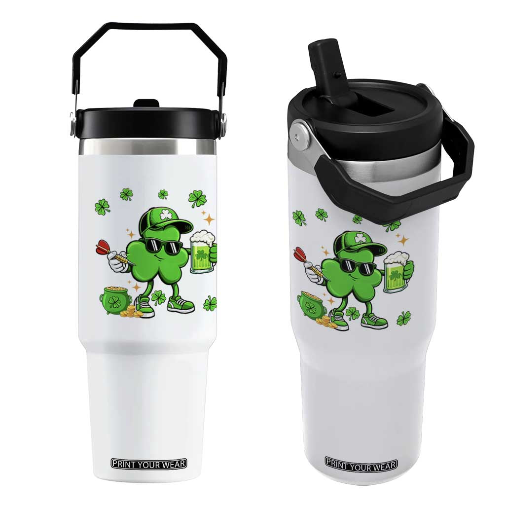 St Patricks Day Shamrock Darts And Beer Lover Gift Flip Straw Tumbler TS12 One Size: 30 oz White Print Your Wear