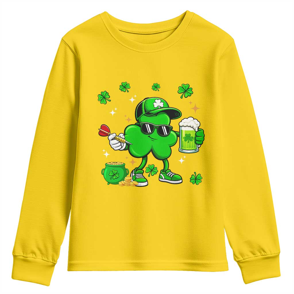 St Patricks Day Shamrock Darts And Beer Lover Gift Youth Sweatshirt TS12 Daisy Print Your Wear