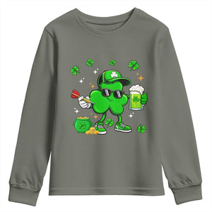 St Patricks Day Shamrock Darts And Beer Lover Gift Youth Sweatshirt TS12 Military Green Print Your Wear