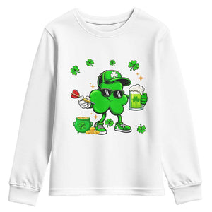 St Patricks Day Shamrock Darts And Beer Lover Gift Youth Sweatshirt TS12 White Print Your Wear