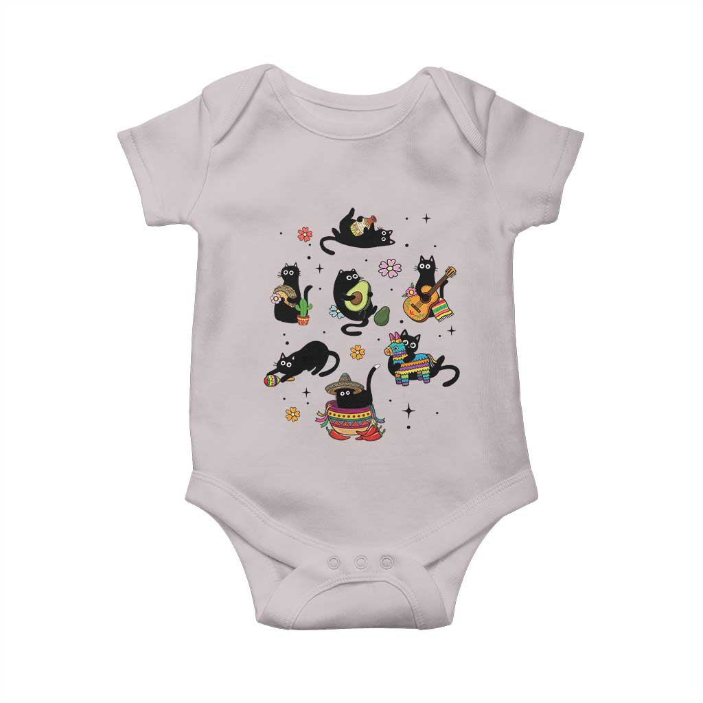 Funny Black Cat Lover Cinco De Mayo Baby Onesie Mexican Fiesta Gift TS12 Ice Gray Print Your Wear