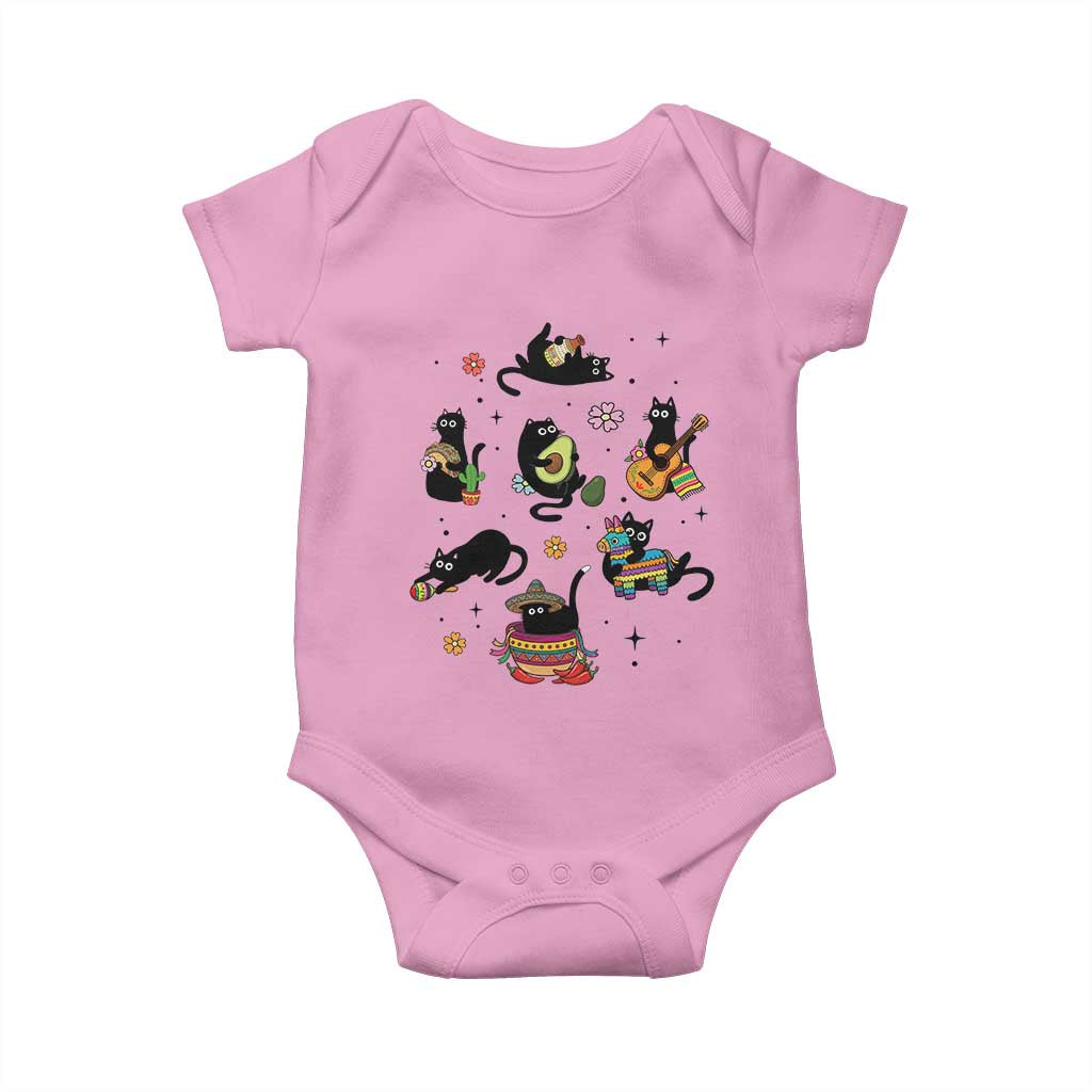 Funny Black Cat Lover Cinco De Mayo Baby Onesie Mexican Fiesta Gift TS12 Light Pink Print Your Wear