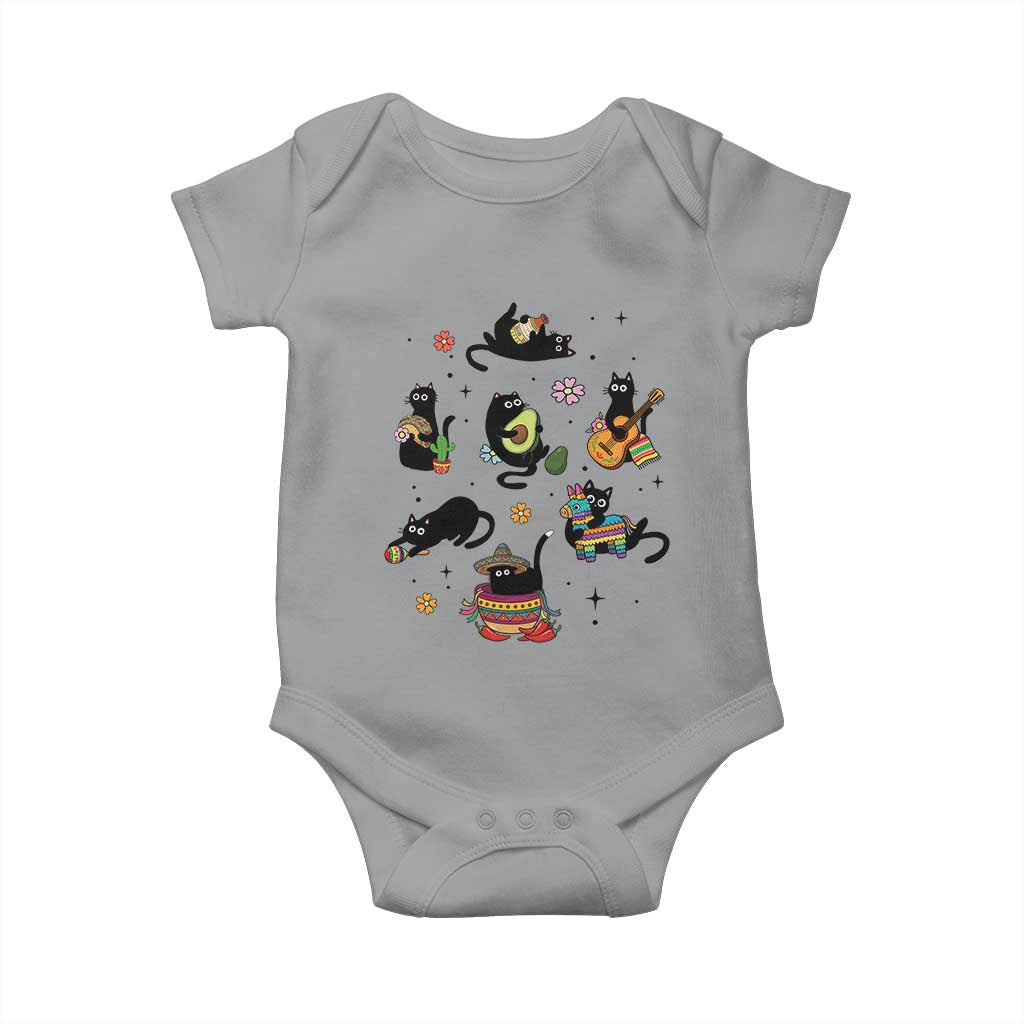 Funny Black Cat Lover Cinco De Mayo Baby Onesie Mexican Fiesta Gift TS12 Sport Gray Print Your Wear