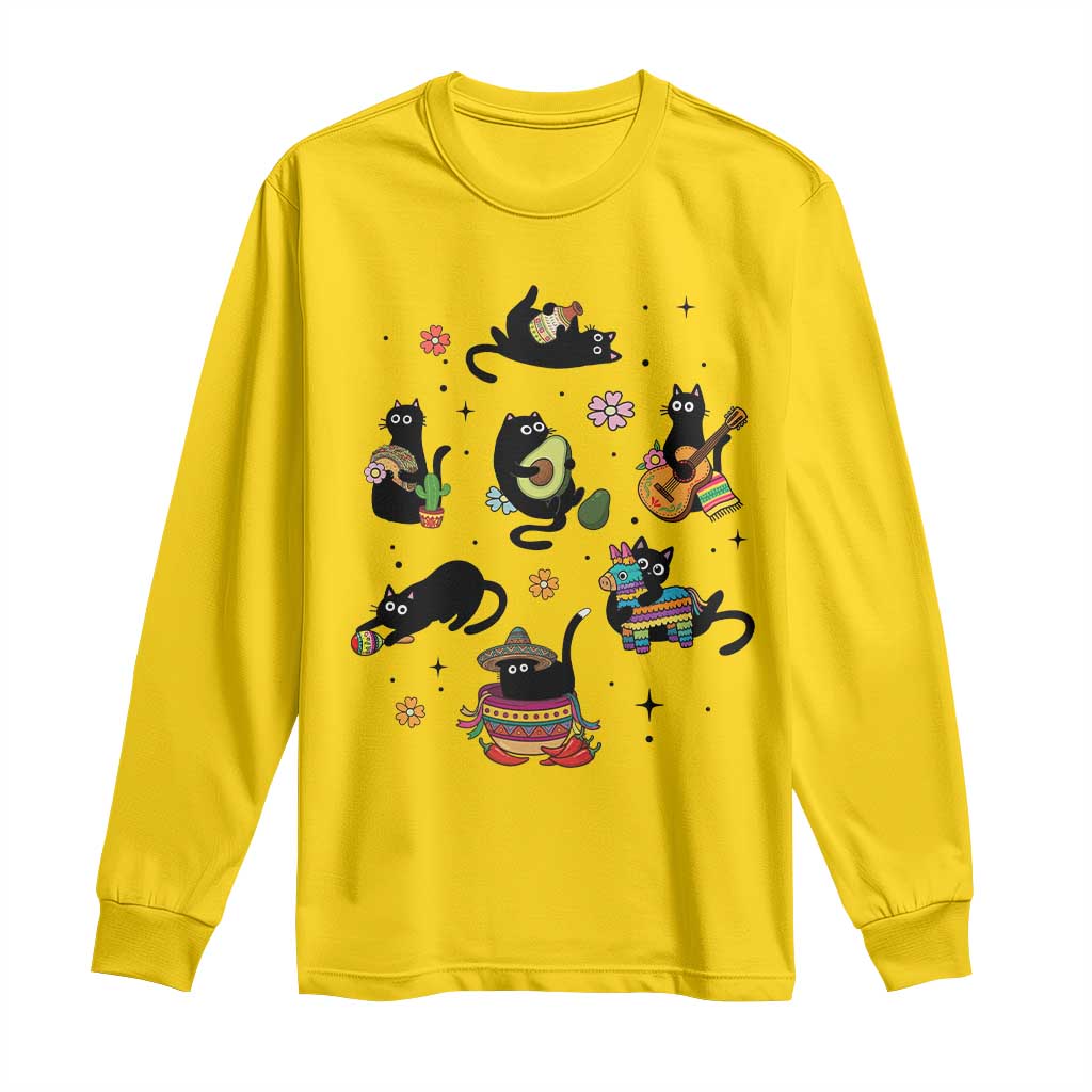 Funny Black Cat Lover Cinco De Mayo Long Sleeve Shirt Mexican Fiesta Gift TS12 Daisy Print Your Wear