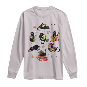 Funny Black Cat Lover Cinco De Mayo Long Sleeve Shirt Mexican Fiesta Gift TS12 Ice Gray Print Your Wear