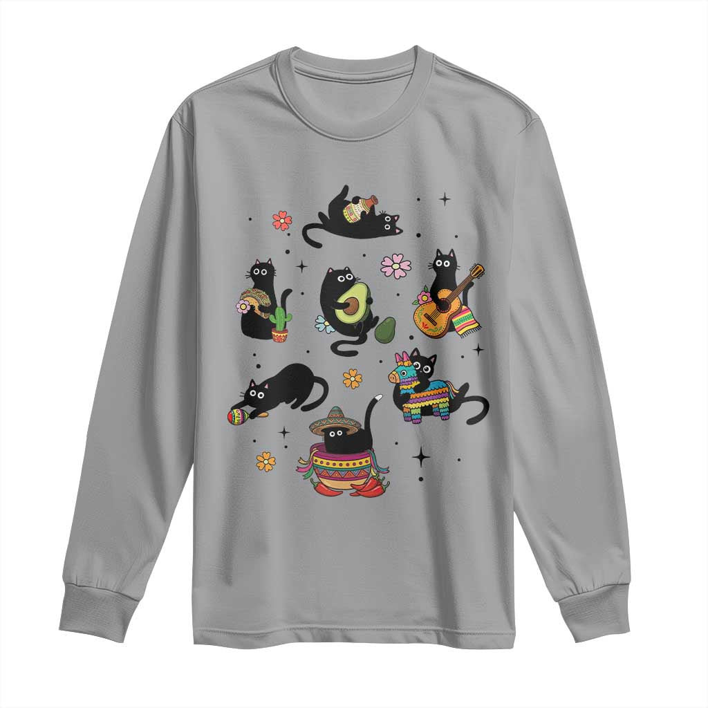 Funny Black Cat Lover Cinco De Mayo Long Sleeve Shirt Mexican Fiesta Gift TS12 Sport Gray Print Your Wear