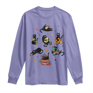Funny Black Cat Lover Cinco De Mayo Long Sleeve Shirt Mexican Fiesta Gift TS12 Violet Print Your Wear