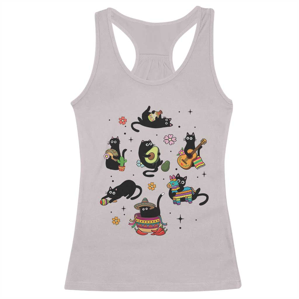 Funny Black Cat Lover Cinco De Mayo Racerback Tank Top Mexican Fiesta Gift TS12 Ice Gray Print Your Wear