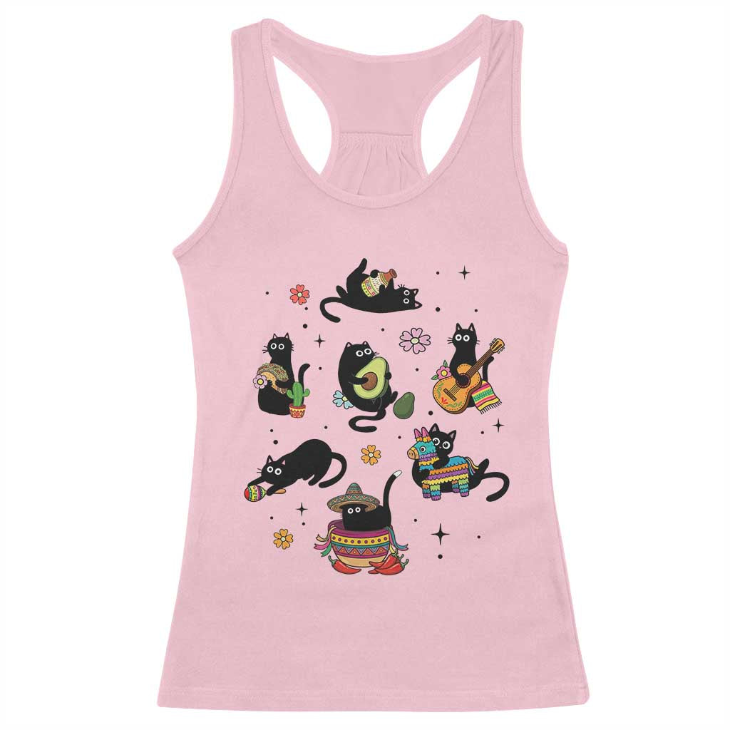 Funny Black Cat Lover Cinco De Mayo Racerback Tank Top Mexican Fiesta Gift TS12 Light Pink Print Your Wear