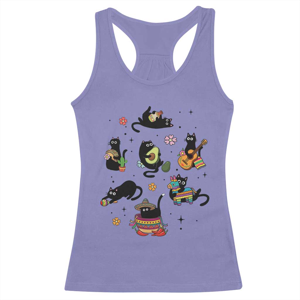 Funny Black Cat Lover Cinco De Mayo Racerback Tank Top Mexican Fiesta Gift TS12 Violet Print Your Wear