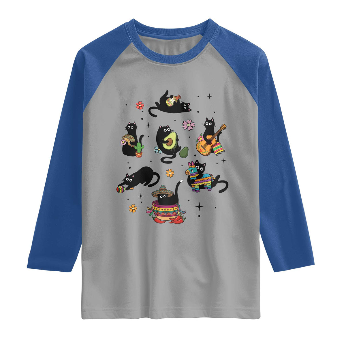 Funny Black Cat Lover Cinco De Mayo Raglan Shirt Mexican Fiesta Gift TS12 Sport Gray Royal Print Your Wear