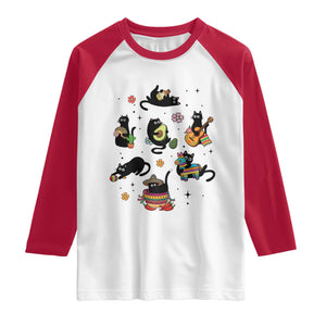 Funny Black Cat Lover Cinco De Mayo Raglan Shirt Mexican Fiesta Gift TS12 White Red Print Your Wear