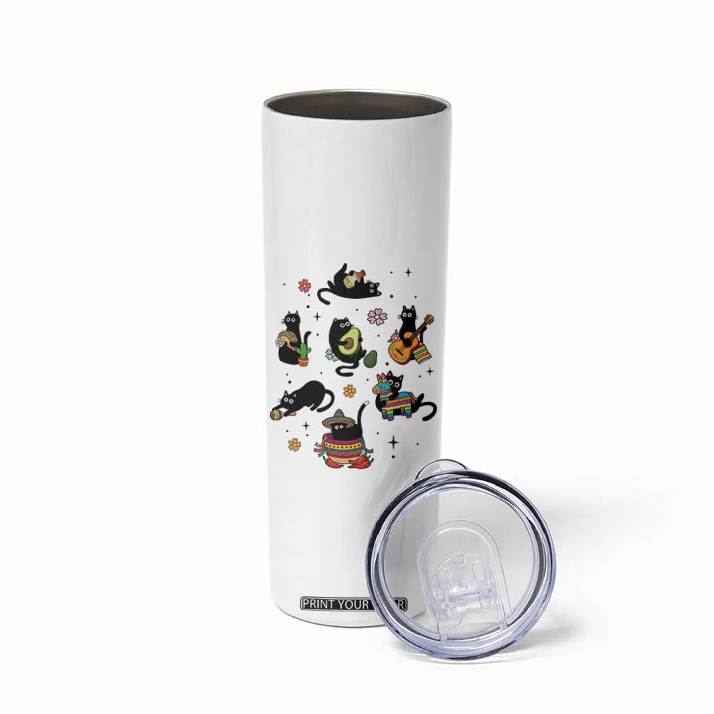 Funny Black Cat Lover Cinco De Mayo Skinny Tumbler Mexican Fiesta Gift TS12 Print Your Wear