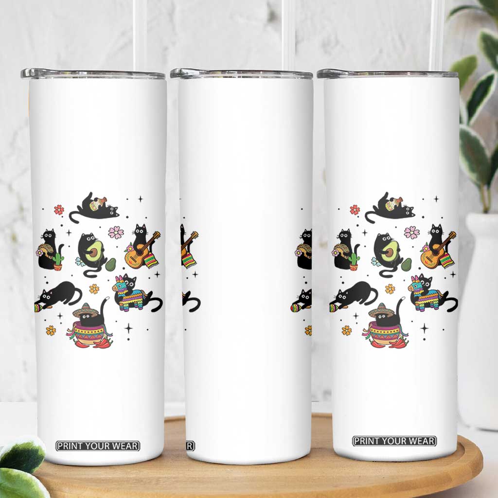 Funny Black Cat Lover Cinco De Mayo Skinny Tumbler Mexican Fiesta Gift TS12 Print Your Wear