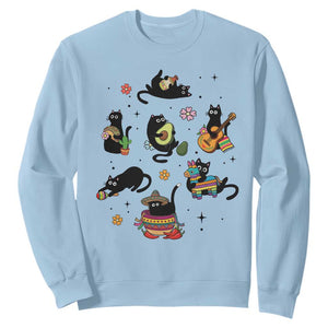 Funny Black Cat Lover Cinco De Mayo Sweatshirt Mexican Fiesta Gift TS12 Light Blue Print Your Wear