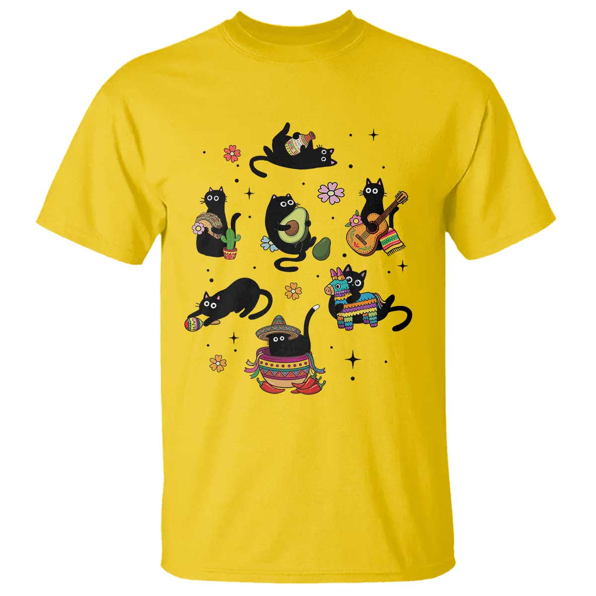Funny Black Cat Lover Cinco De Mayo T Shirt Mexican Fiesta Gift TS12 Daisy Print Your Wear