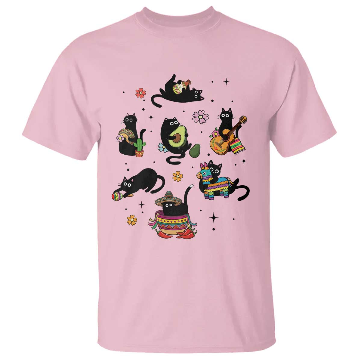 Funny Black Cat Lover Cinco De Mayo T Shirt Mexican Fiesta Gift TS12 Light Pink Print Your Wear