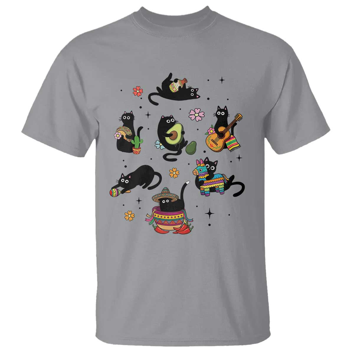 Funny Black Cat Lover Cinco De Mayo T Shirt Mexican Fiesta Gift TS12 Sport Gray Print Your Wear