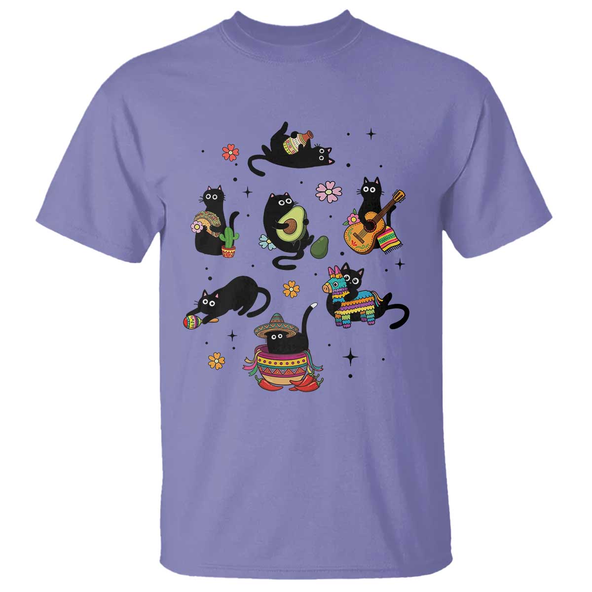 Funny Black Cat Lover Cinco De Mayo T Shirt Mexican Fiesta Gift TS12 Violet Print Your Wear