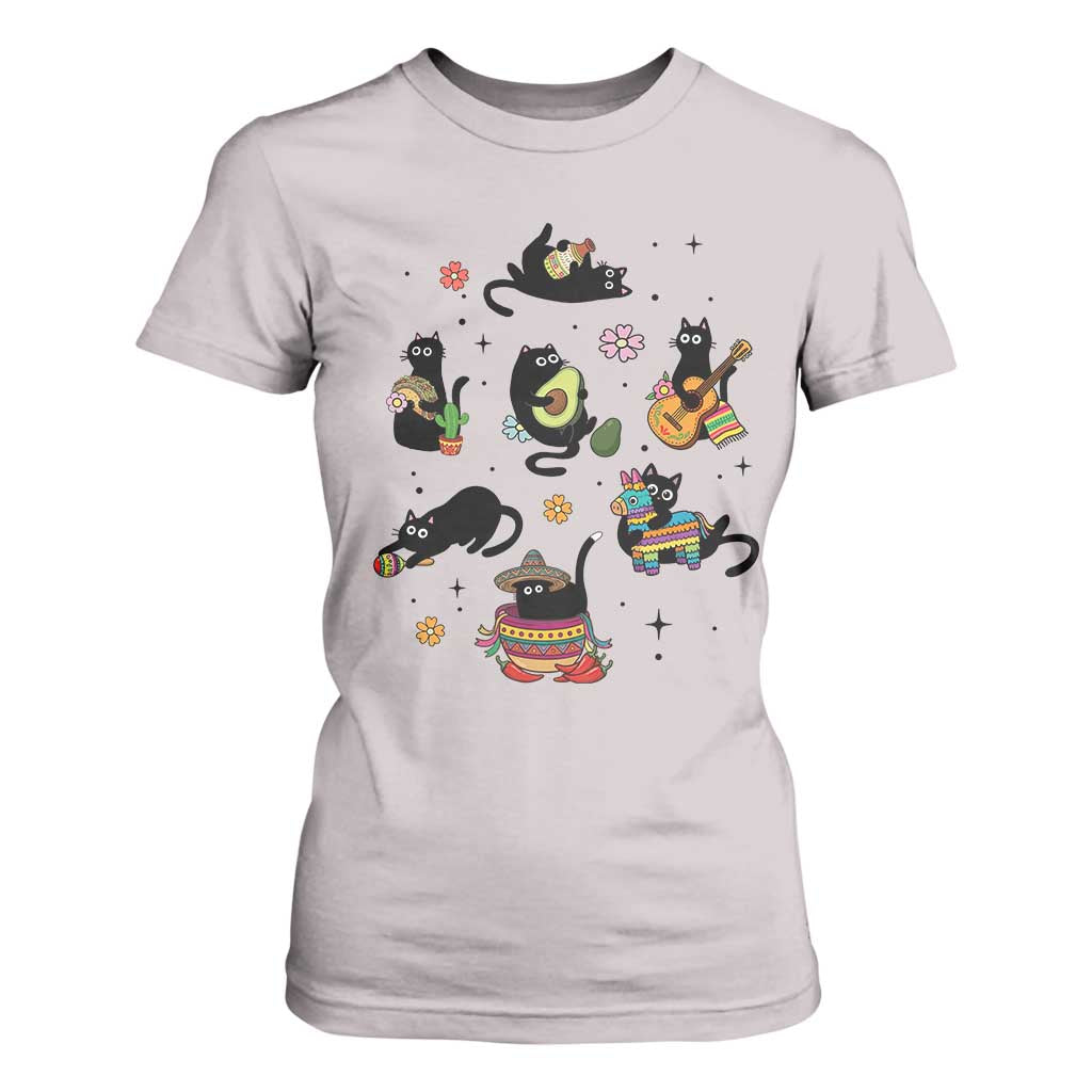 Funny Black Cat Lover Cinco De Mayo T Shirt For Women Mexican Fiesta Gift TS12 Ice Gray Print Your Wear